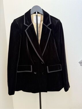 Black Velvet Double-Breasted Women's XS Blazer